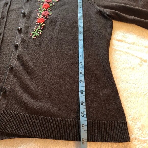 New York & Co Brown Embroidered Cardigan Size Large - Picture 6 of 8
